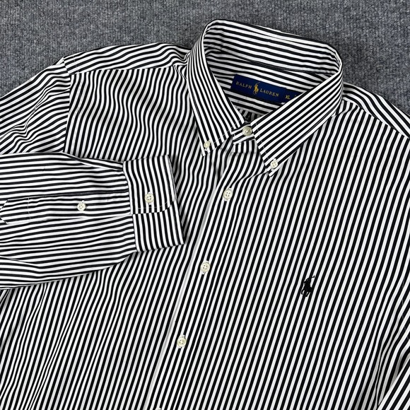 Ralph Lauren Other - Polo Ralph Lauren Shirt Mens XL Black White Pinstripe Long Sleeve Button Pony
